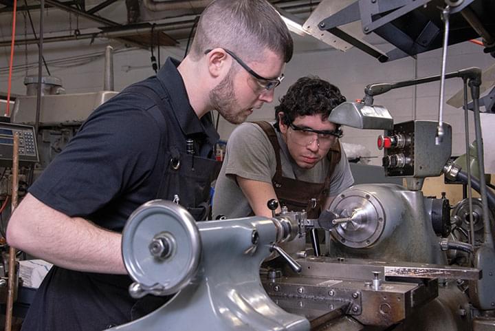 Those who want to enter Zierick's  Apprenticeship program go through a probationary period first.  Here, new Journeyman Rob Papale works with probationer Omar Hernandez.
